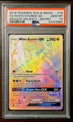 2018 Pokemon Sun & MOON Dragon Majesty White Kyruem GX FA 74/70 PSA 10 - Image 1
