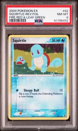 2004 Pokemon EX Squirtle Reverse Foil #82 82/112 Fired Red & Leaf Green PSA 8 - Image 1