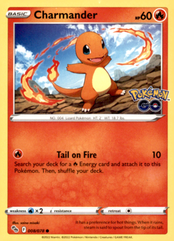 Charmander Common Pokemon GO 008/078 NM - Image 1