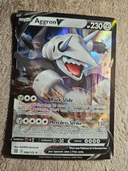 Pokemon TCG SWSH Brilliant Stars Aggron V 096/172 Ultra Rare Holo - Image 1