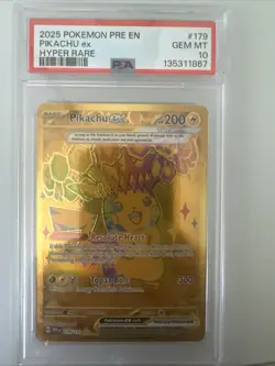 2025 POKEMON PRE EN-PRISMATIC EVOLUTIONS HYPER RARE #179 PIKACHU EX PSA 10 - Image 1