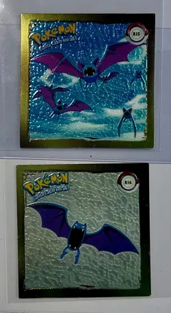 ZUBAT GOLDBAT 1999 POKEMON Japan ARTBOX SERIES 1 Rare Gold Foil ANIME STICKERS - Image 1