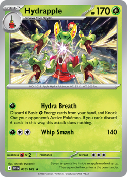HYDRAPPLE 018/182 COSMOS HOLO RARE DESTINED RIVALS POKEMON NEAR MINT - Image 1