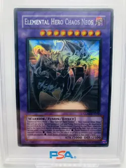 PSA 8 NM-MT - Elemental Hero Chaos Neos GLAS-EN036 Ghost Rare YuGiOh - Image 2