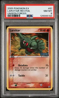 Larvitar 61/115 PSA 8 Ex Unseen Forces Reverse Holo Stamped Pokemon Card 🔥🔥 - Image 1