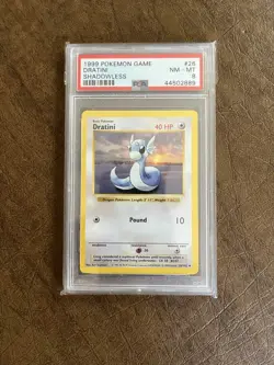 Pokemon Card Dratini 26/102 Shadowless Base Set 1999 PSA 8 NM-MT - Image 1