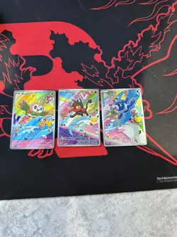Pokemon TCG First Partner Illustration Collection Rowlet / Litten / Popplio Mint - Image 1