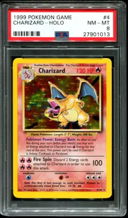 PSA 8 Charizard 4/102 Base Set Holo 1999 Pokemon Card NM-MT - Image 1