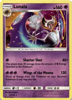 LUNALA (CRACKED ICE HOLO) 61/145 HOLO RARE DECK EXCLUSIVES POKEMON HOLO MP - Image 1