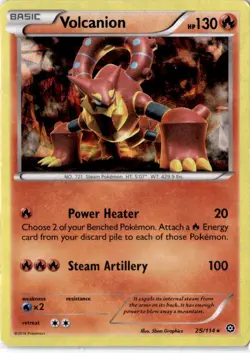 VOLCANION 25/114 R STEAM SIEGE POKEMON REVERSE HOLO MP - Image 1