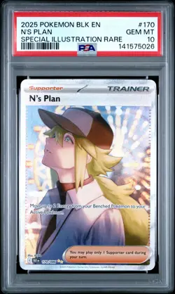 2025 POKEMON BLK EN-BLACK BOLT SPECIAL ILLUSTRATION RARE #170 N'S PLAN PSA 10 - Image 1