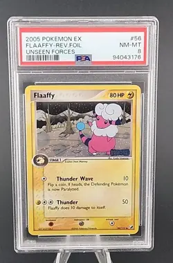 PSA 8 NM-MT 2005 POKEMON EX UNSEEN FORCES #56 Flaaffy REVERSE HOLO FOIL - Image 1