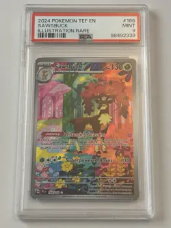 Pokemon TCG Mint PSA 9 Sawsbuck 166/162 Temporal Forces Illustration Rare - Image 1