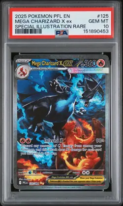 2025 POKEMON PFL EN-PHANTASMAL FLAMES #125 MEGA CHARIZARD X EX PSA 10 - Image 1