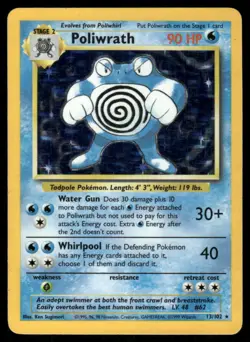 Pokemon Cards Poliwrath 13/102 Base Set Unlimited Holo WOTC Rare LP *2 - Image 1