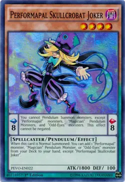 Yugioh! LP Performapal Skullcrobat Joker - PEVO-EN022 - Super Rare - 1st Edition - Image 1