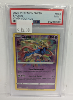 2020 Pokemon SWSH #082 Zacian Vivid Voltage Mint PSA 9 180 - Image 3