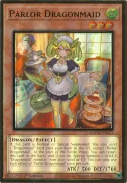 Yugioh! LP Parlor Dragonmaid - MAGO-EN023 - Premium Gold Rare - 1st Edition Ligh - Image 1