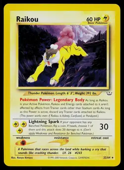 Pokemon Card - Raikou Neo Revelation 22/64 Rare - Image 1