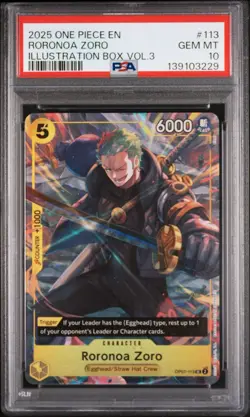 Roronoa Zoro (Illustration Box Vol.3) OP07-113 One Piece Promotion Cards PSA 10 - Image 1