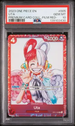 Uta Psa 10 Premium Card Collection Film Red English 2023 One Piece Op01-005 - Image 1