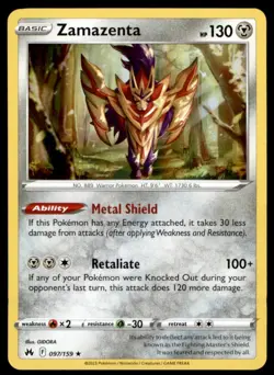 Zamazenta 097/159 Holo Rare Crown Zenith Pokemon Holo Lightly Played - Image 1