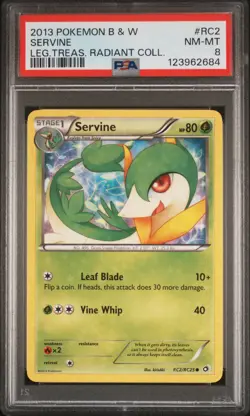 2013 POKEMON B&W LEGEND TREASURES RADIANT COLL #RC2 SERVINE PSA 8 - Image 1