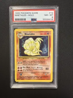 Pokemon TCG Ninetales Base Set Holo Unlimited Rare Card 12/102 PSA8 - Image 1