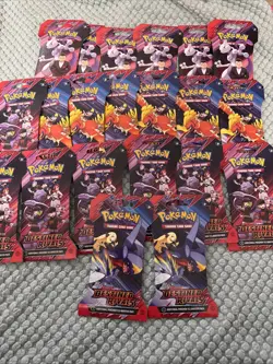 Pokemon Destined Rivals Sleeved Booster Pack LOT of 21x Sealed Packs - Image 1