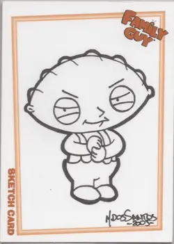 Family Guy Season 1 - SK5 Mark Dos Santos Stewie Griffin Sketch Card #037/534 - Image 1