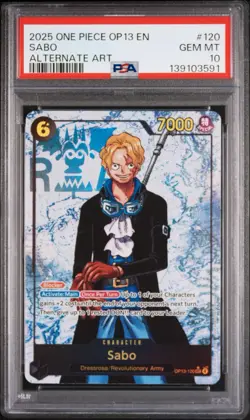 PSA 10 Sabo Alternate Art SEC OP13-120 Carrying On His Will Foil One Piece - Image 1