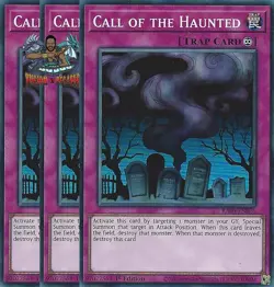 Yugioh! 3x Call of the Haunted RA05-EN076 Secret Rare 1st Ed NM - Image 1
