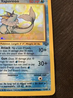 Vaporeon Jungle Holo Nm Pokemon Unlimited Rare WOTC Pokemon - Image 2