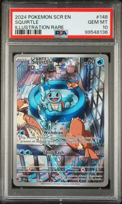 2024 POKEMON SCR EN-STELLAR CROWN ILLUSTRATION RARE #148 SQUIRTLE PSA 10 - Image 1