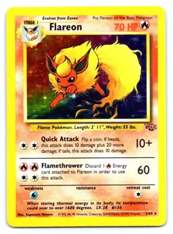 Flareon (3) Pokemon Holo Rare Jungle Unlimited 03/64 - Image 1