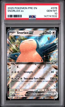Snorlax EX 076/108 Pre Enprismatic Evolutions Pokemon PSA 10 - Image 1