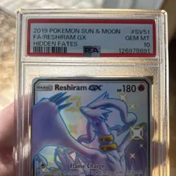 2019 Pokemon Sun & Moon Reshiram #sv51 Hidden Fates GX Shiny Full Art PSA 10 Gem - Image 2