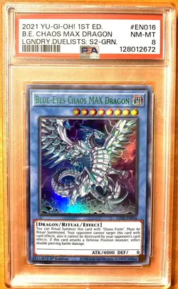 Blue-Eyes Chaos Max Dragon 1st Edition Yugioh LDS2-EN016 Ultra Rare GREEN PSA 8 - Image 1