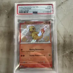 2024 POKEMON PAF EN-PALDEAN FATES SHINY RARE #109 CHARMANDER PSA 8 - Image 1