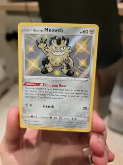 Pokemon TCG Galarian Meowth Shining Fates SV086/SV122 Holo Shiny Holo Rare - Image 3