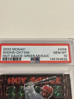 2022 Panini Mosaic Hot Sauce Shohei Ohtani Green Mosaic Prizm PSA 10 Gem Mint - Image 3