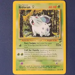 Nidoran 82/130 - Base Set 2 - Common Vintage WOTC Pokemon Card - NM - Image 1