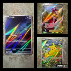 3 holo TCG Pokemon cards including Cleffa, Serena, and Pikachu. - Image 1