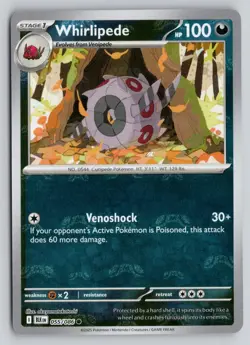 WHIRLIPEDE 055/086 COMMON BLACK BOLT POKEMON MASTERBALL HOLO NM - Image 1
