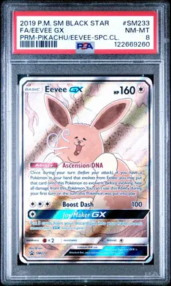 EEVEE GX SM233 PSA 8 SUN & MOON BLACK STAR PROMO POKEMON CARD HOLO ENGLISH - Image 1