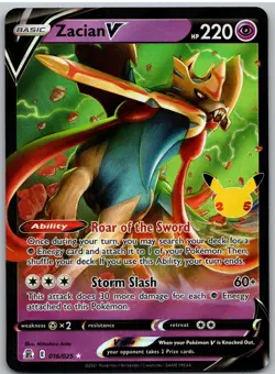 Zacian V 016/025 Holo V Rare Celebrations Pokemon NM - Image 1
