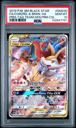CHARIZARD & BRAIXEN GX SM230 PSA 10 TAG TEAM GENERATIONS PREMIUM POKEMON ENGLISH - Image 1
