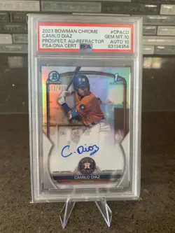 2023 Bowman Chrome Camilo Diaz Prospect Auto Refractor 1st /499 PSA 10 DNA 10 RC - Image 1