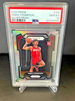 2023-24 Panini Prizm Amen Thompson Silver Prizm Rookie #150 (RC) Rockets PSA 10 - Image 1