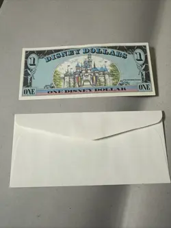1990 Series $1 ONE DOLLAR MICKEY MOUSE Walt Disney World A- A & Envelope - Image 3
